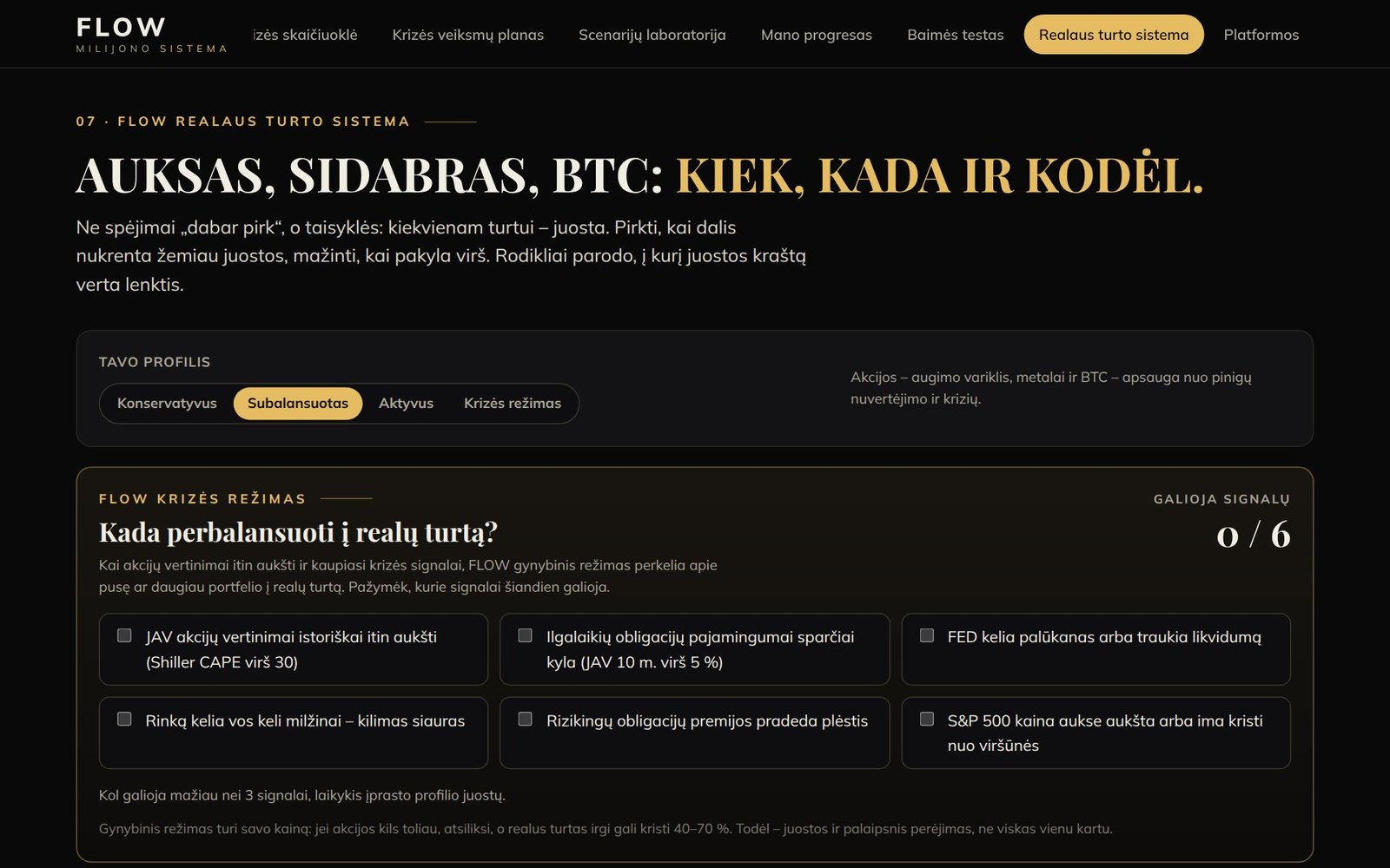 Realaus turto sistema: aukso, sidabro ir BTC paskirstymas